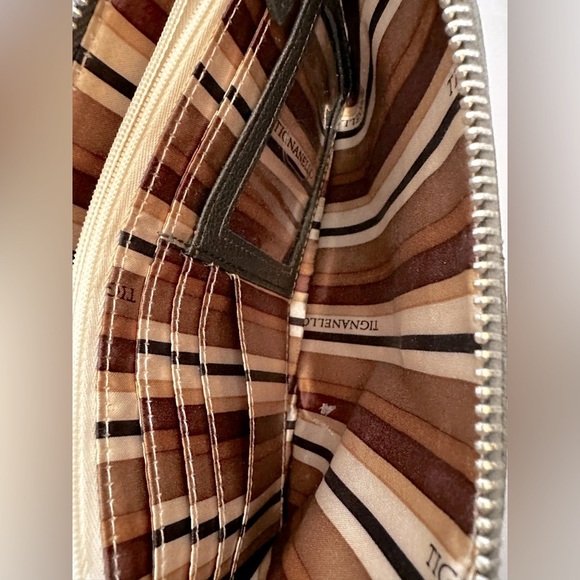 Tignanello Silver-Gray Leather Wristlet - Picture 4 of 4